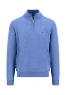 Superfine Troyer Zip Jumper - Crystal Blue
