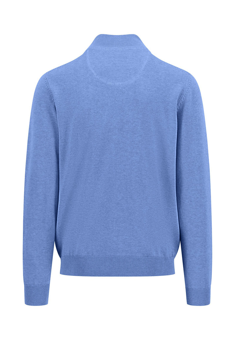 Superfine Troyer Zip Jumper - Crystal Blue