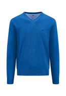Superfine V Neck Jumper - Riverside