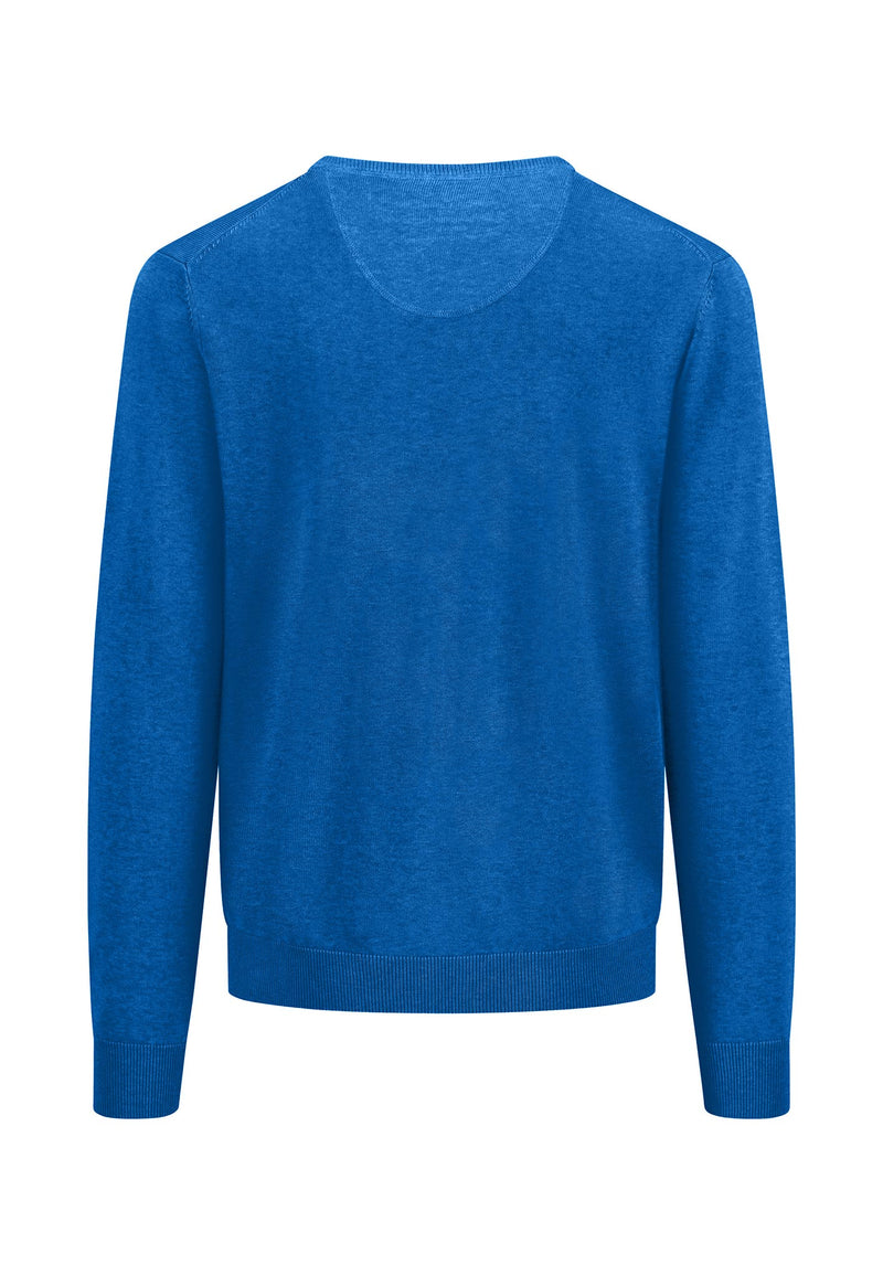 Superfine V Neck Jumper - Riverside