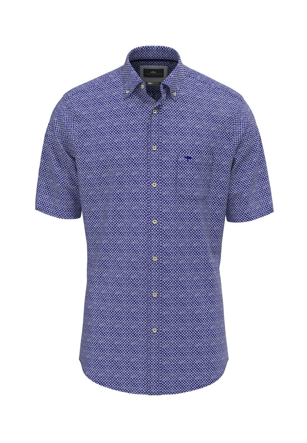 Button Down Print Shirt - Navy