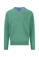 Superfine V Neck Jumper - Jade
