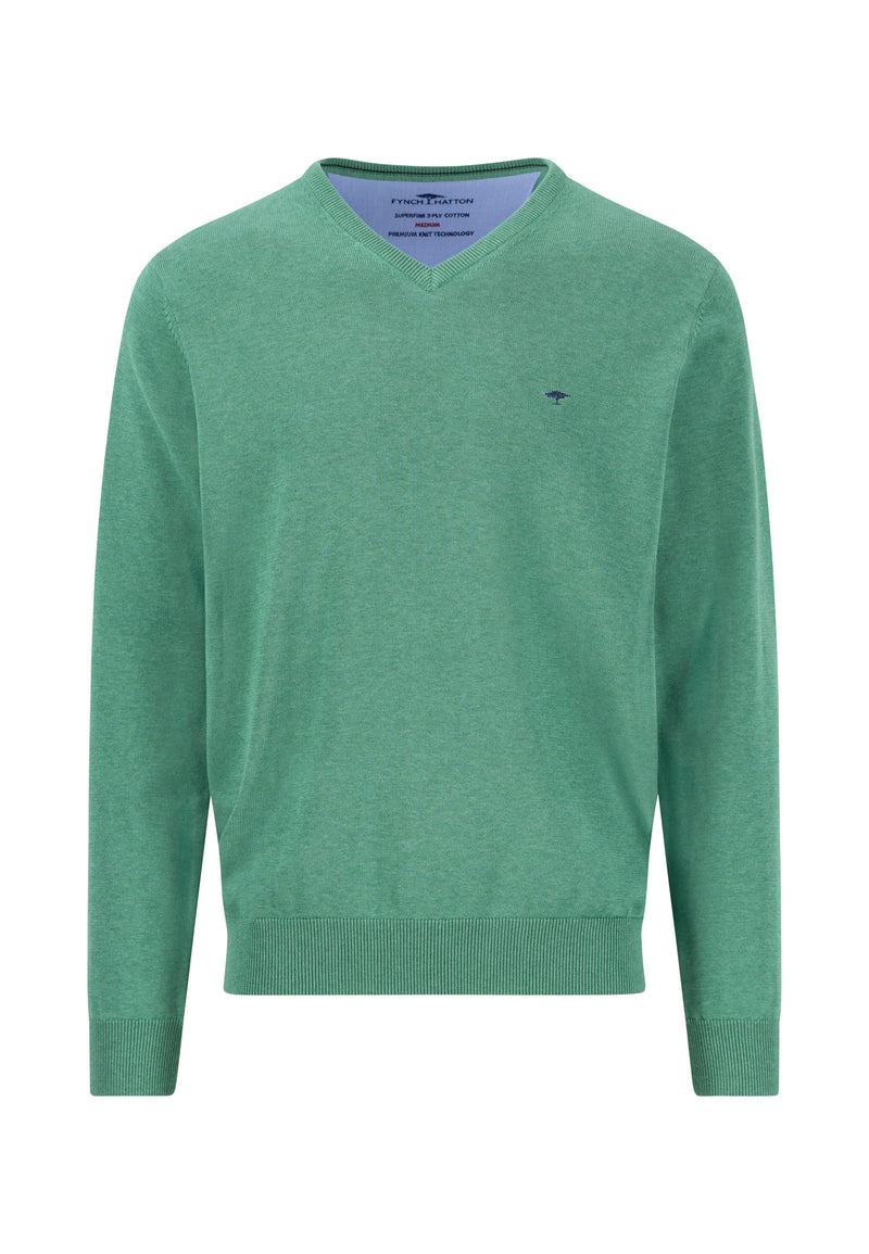 Superfine V Neck Jumper - Jade