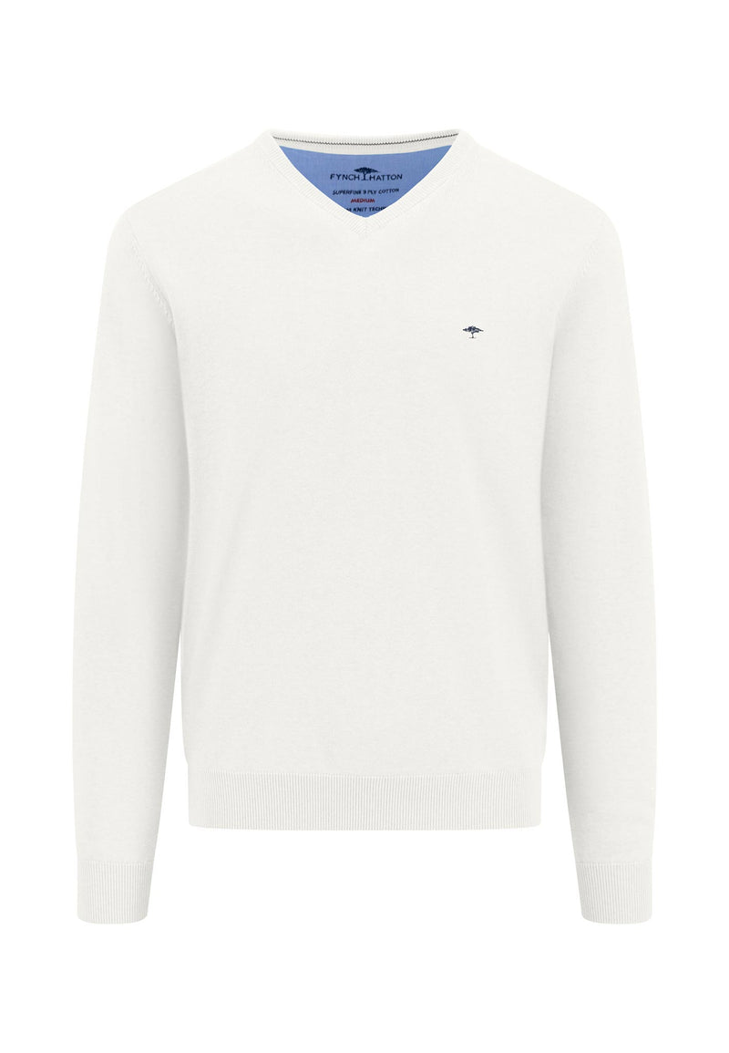 Superfine V Neck Jumper - New Offwhite
