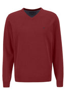 Plain V Neck Jumper - Scarlet