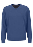 Plain V Neck Jumper - Wave