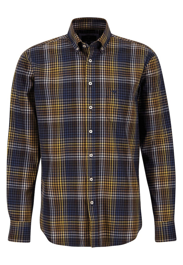Button Down Check Shirt - Navy