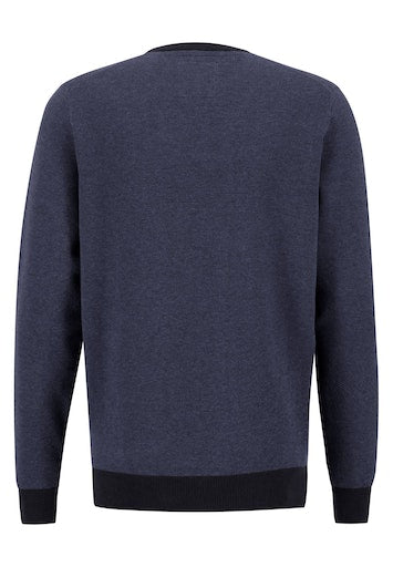 2 Tone Round Neck Jumper - Navy