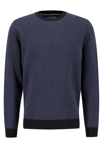 2 Tone Round Neck Jumper - Navy
