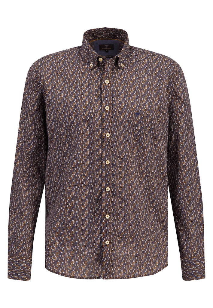 Button Down Print Shirt - Walnut Brown