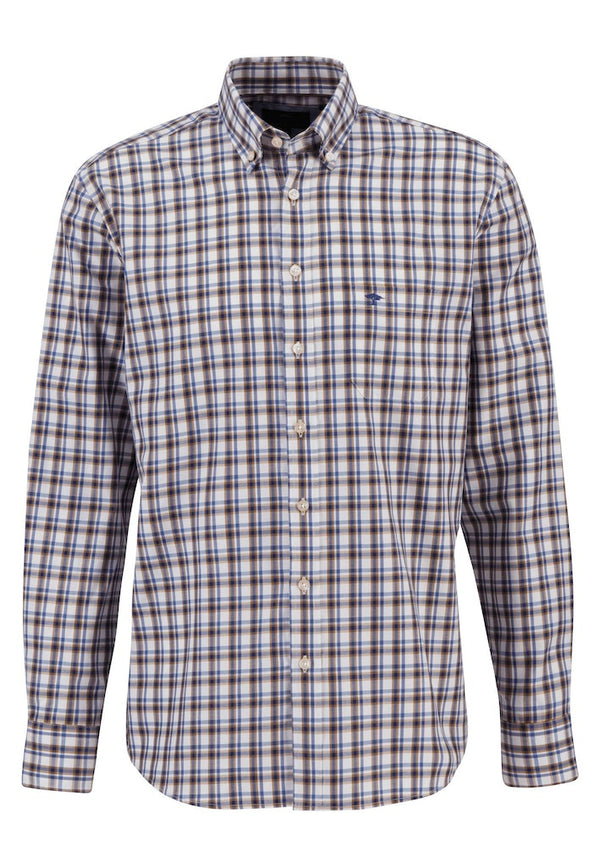 Button Down Check Shirt - Walnut Brown