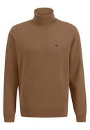 Plain Roll Neck Jumper - Walnut Brown