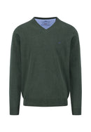 V Neck Jumper - Dark Ivy