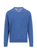 V Neck Superfine Jumper - Ink Blue