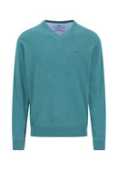 V Neck Superfine Jumper - Teal