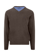 V Neck Superfine Jumper - Dark Chocolate