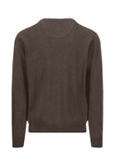 V Neck Superfine Jumper - Dark Chocolate