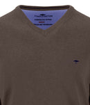 V Neck Superfine Jumper - Dark Chocolate