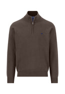 Troyer Zip Superfine Jumper - Dark Chocolate