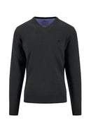 V Neck Superfine Jumper - Black
