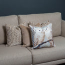 Rustic Snow Owls Velvet Cushion