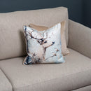 Rustic Stag In The Snow Velvet Cushion