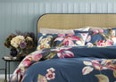 Floral Humming Bird Duvet Cover Set - Navy