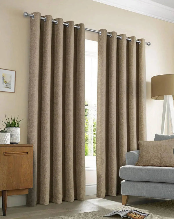 Amberley Eyelet Readymade Curtains - Earth