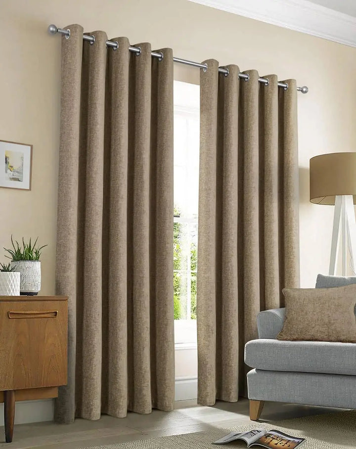Amberley Eyelet Readymade Curtains - Earth