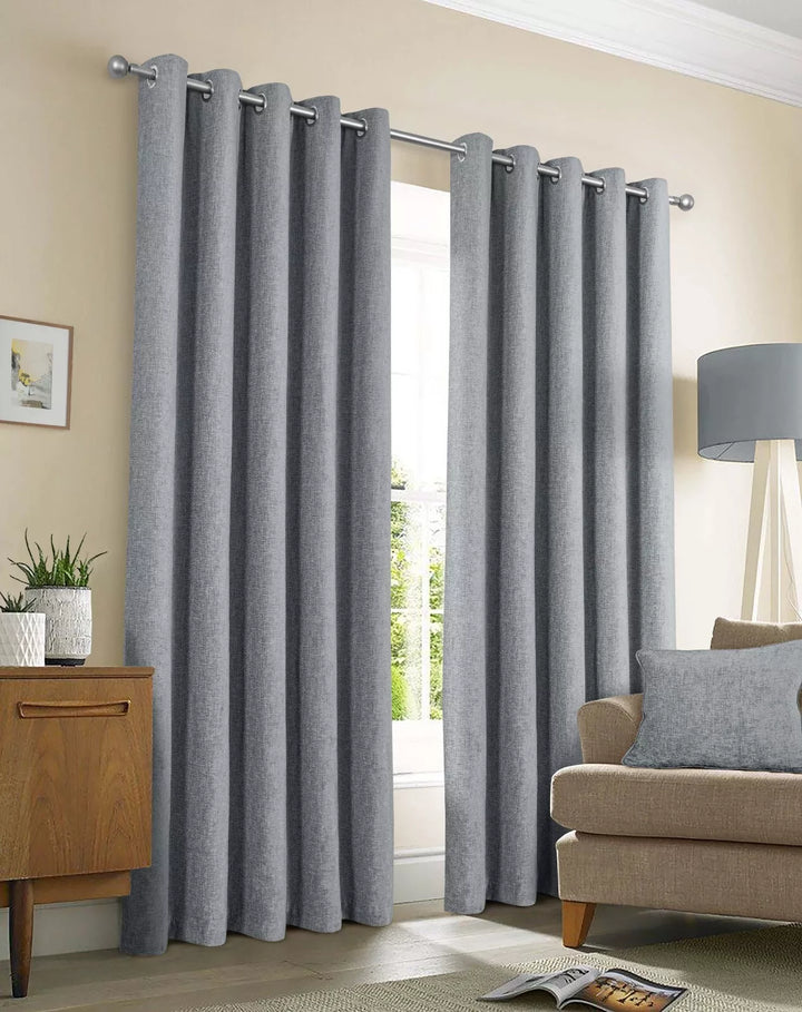 Amberley Eyelet Readymade Curtains - Grey