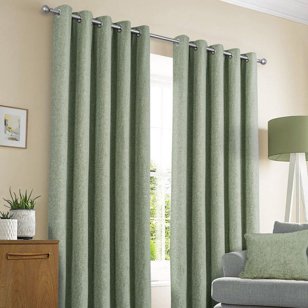 Amberley Eyelet Readymade Curtains - Sage Green