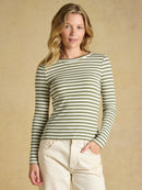 Sophie Stripe Long Sleeve T-Shirt - Khaki Green