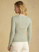 Sophie Stripe Long Sleeve T-Shirt - Khaki Green