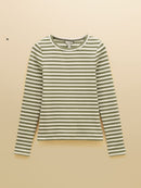Sophie Stripe Long Sleeve T-Shirt - Khaki Green