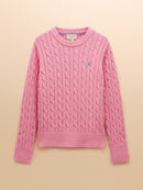 Classic Cable Round Neck Jumper - Pink