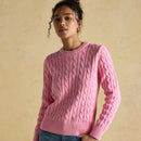 Classic Cable Round Neck Jumper - Pink