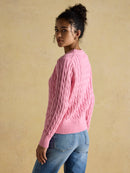 Classic Cable Round Neck Jumper - Pink
