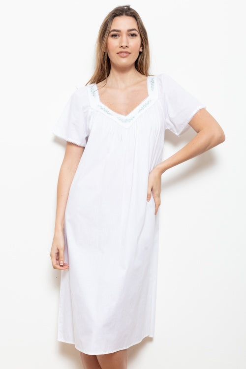 Short Sleeve Nightdress - White