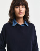 Lambswool Round Neck Jumper - Evening Blue