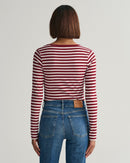 Striped Rib Long Sleeve T-Shirt - Plumped Red
