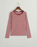 Striped Rib Long Sleeve T-Shirt - Plumped Red