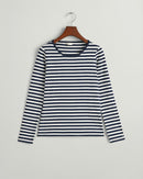 Striped Rib Long Sleeve T-Shirt - Evening Blue
