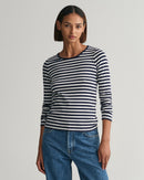 Striped Rib Long Sleeve T-Shirt - Evening Blue