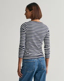 Striped Rib Long Sleeve T-Shirt - Evening Blue