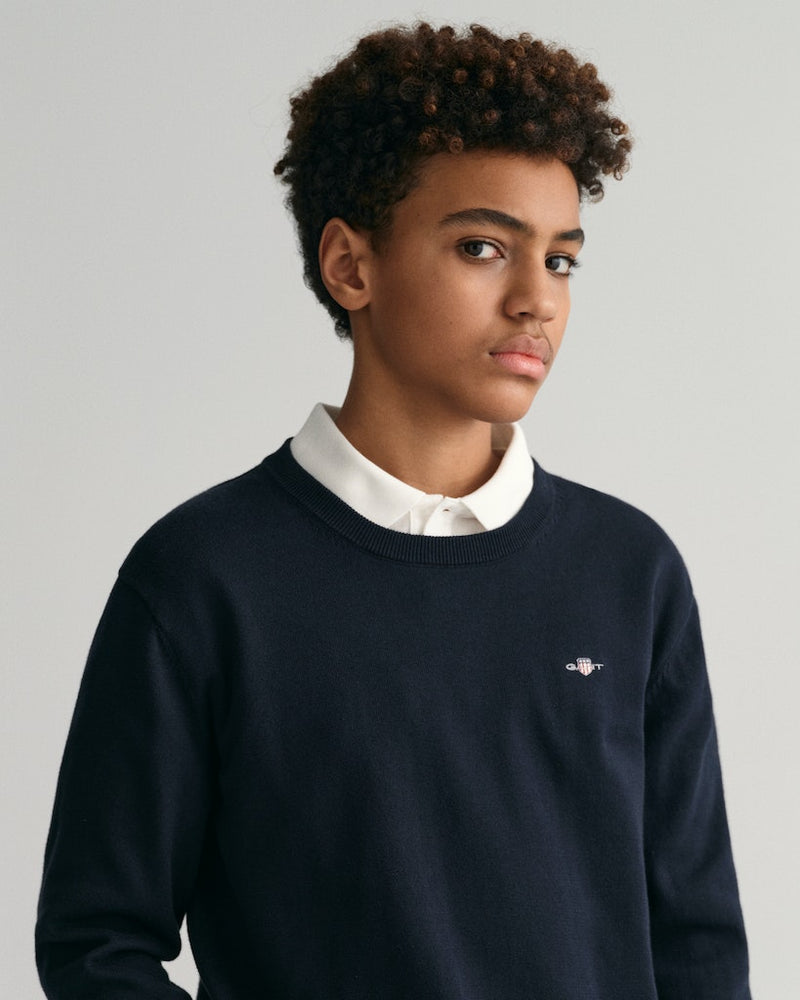 Shield Classic Round Neck Jumper - Evening Blue