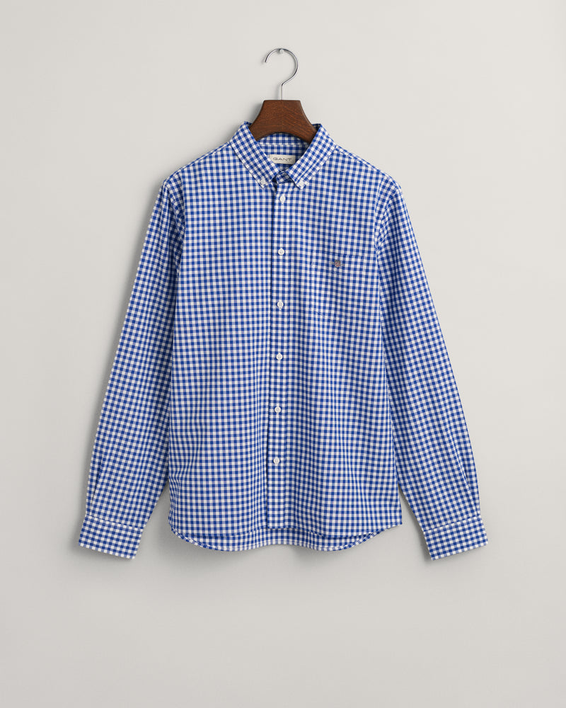 Poplin Ginghan Shield Shirt - College Blue