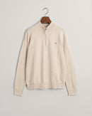 Shield Cotton Half Zip Sweatshirt - Light Beige Melange