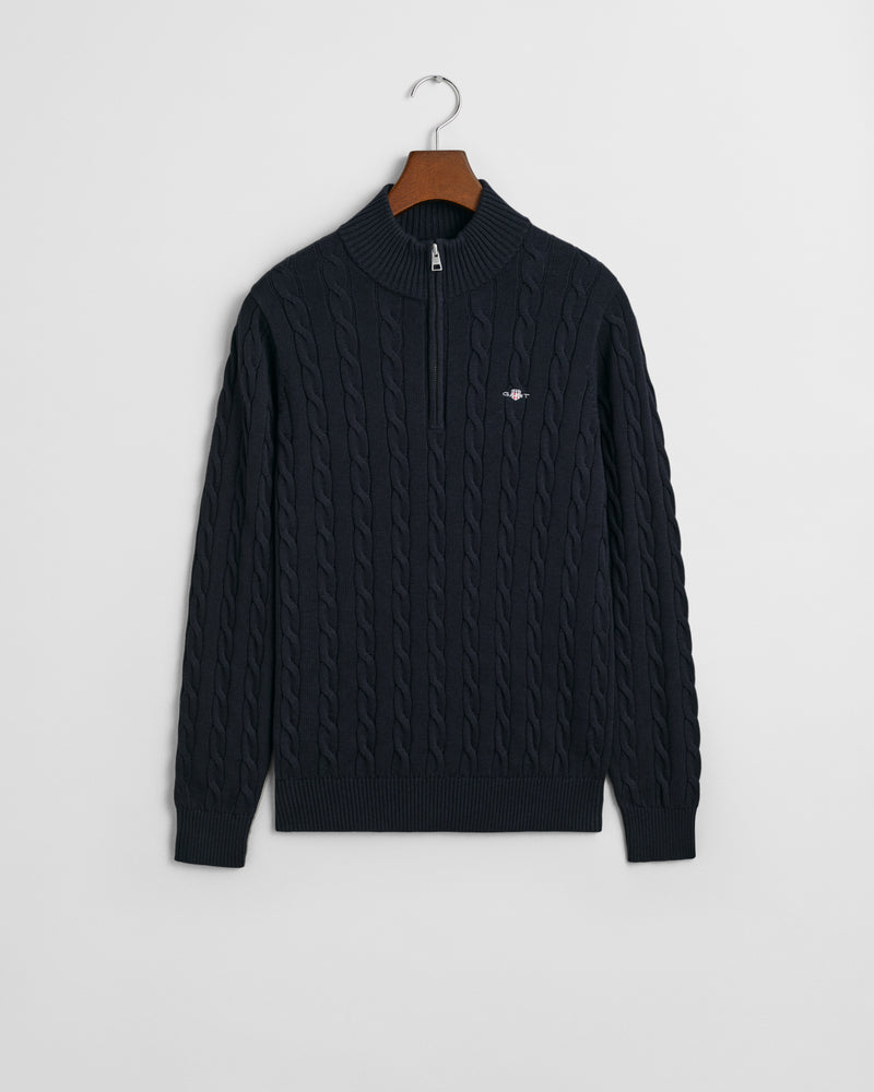 Cotton Cable Half Zip Sweatshirt - Evening Blue