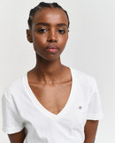 Shield V Neck T-Shirt - White