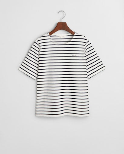 Breton Round Neck T-Shirt - Eggshell